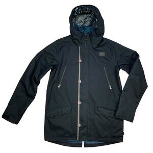 Foursquare Mens Hooded Jacket M Black Long Sleeve Pockets Logo Fall Fashion